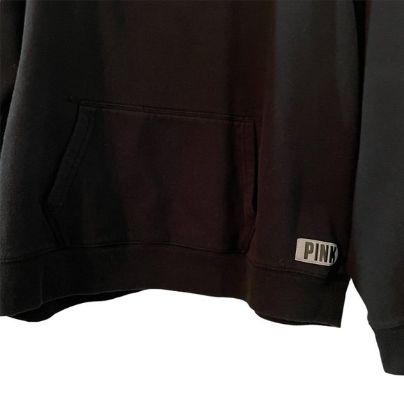 Victoria Secret Pink Sweater Pullover Large Black/Gray 1/4 Zip Neck - Picture 3 of 5